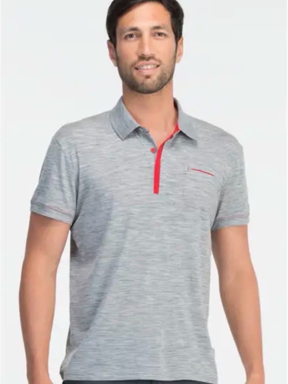 Icebreaker Quattro Short Sleeve Polo Gray/Red Trim Metro Sz Large Merino Wool - Picture 10 of 10